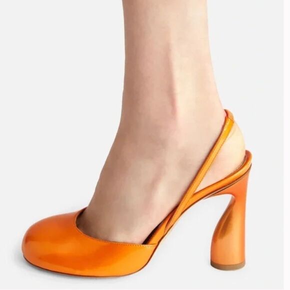 NWOT PAUL ANDREW Tangerine Round Toe Slingback Pump - Picture 3 of 14